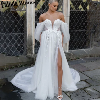 Vjenčanice Paloda Sparkling Sweetheart 2024 vjenčanicu s čipkastim aplikacije u obliku 3D boja Vestido De Casamento Učinjeno na red - Slika 1  