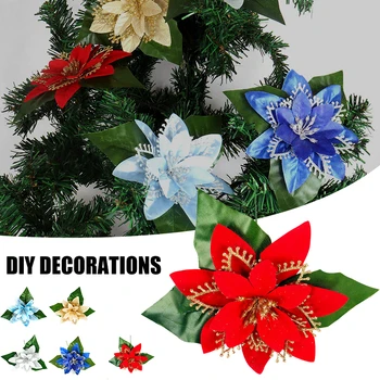 Božićni cvjetne dekoracije 18 cm, sjajni cvjetni ukras za božićno drvce, viseće dekoracije za zurke, Božićne potrepštine ASD88 - Slika 1  