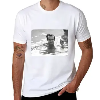 Nova majica sa slikom Jack njegova tiha, курящего u bazenu, retro crno-bijela fotografija, crna majica, trening košulje za muškarce - Slika 1  