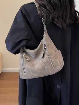 Ženska retro torba preko ramena, monotono Univerzalna torba za ispod pazuha, Odvojivi, jednostavna torba-đačka, ženska torba za dnevne sastanke - Slika 1  