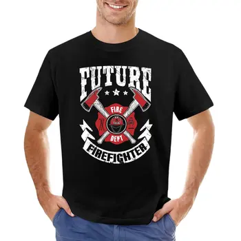 T-shirt Future firefighter, slatka odjeća, crne muške bijele majice - Slika 1  