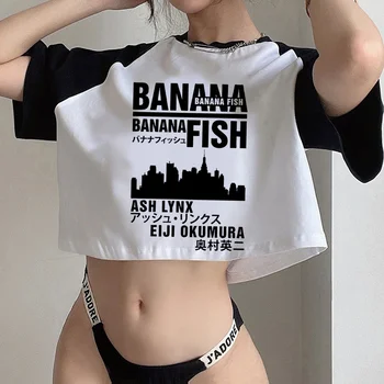 Банановая riba grafička gotička ulica odjeća skraćene top Ženska zgodna korejska moda 90-ih fantastična гранжевая t-shirt - Slika 2  