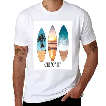 Novi Kalifornijskog Palme, Valovi i Sunce, Poster Odbora za surfanje, t-Shirt, odjeća za hipi, t-shirt s plavuša, majice za muškarce s uzorkom - Slika 1  