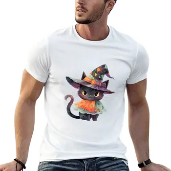 Nova majica s mačkom-vještica u Halloween 5, odjeća za hipi, estetski odjeća, korejski moda, majice za teškoj kategoriji za muškarce - Slika 1  