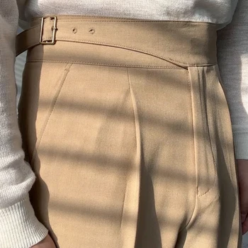 Proljeće 2023 Godine Poslovni Univerzalne hlače s pojasom Джентльменские hlače na zakopčane u Parizu Modne muške hlače s visokim strukom Izravne Muške hlače - Slika 1  