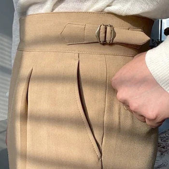 Proljeće 2023 Godine Poslovni Univerzalne hlače s pojasom Джентльменские hlače na zakopčane u Parizu Modne muške hlače s visokim strukom Izravne Muške hlače - Slika 2  