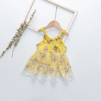 Čipkan haljina za novorođene djevojčice bez rukava od špageta, mrežaste haljine s cvjetnim uzorkom, haljina princeze 2021, Ljetna odjeća za djecu od 3 m do 3 godine - Slika 2  