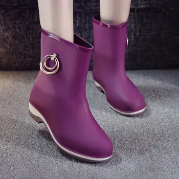 Kvalitetne vodootporne ženske čizme od meke kože i gume, proljeće-jesen ženske vodootporne cipele, ženske cipele za kišu - Slika 2  