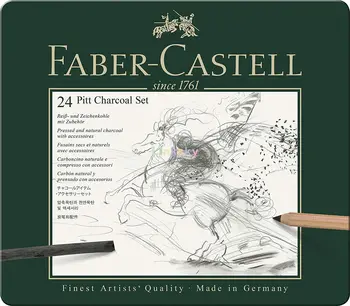 Faber-Castell Skup briketi Pitt 24 Kom, 112978, Skup prirodnih Ugljen palicama i Olovke za crtanje, Raspon stupanj tvrdoće - Slika 2  