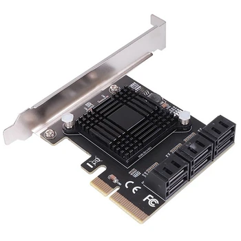 Kartica za Proširenje SATA 3 PCI, PCI-E/PCIE Kontroler SATA Multiplikator SATA SATA3 6 Gb/s Čip Asmedia ASM1166 Za hard disk SSD - Slika 1  