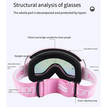 Ski naočale, zaštitne naočale za odrasle, veliki obli dvoslojni skidaju naočale za kratkovidnost, zaštita od zamagljivanja, vjetra i snijega, Skijaška oprema - Slika 2  