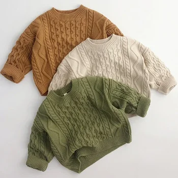 Dječji ravnici puloveri, majice, dječji утепленный mekani džemper, dječje odjeće u korejskom stilu, jesen-proljeće, pulover za dječake i djevojčice, topli džemper - Slika 1  