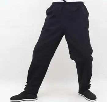 crne hlače 100% pamuk taiji wushu tan, ženske sportske hlače kung fu, tai chi, hlače zen lei Kirin, sweatpants za borilačke vještine - Slika 2  