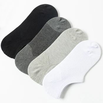 4 para muških čarapa od pamuka visokog kvaliteta, bez prikazivanja, Tanak, nevidljivi silikon нескользящий prozračna mrežica čarapa-лодочка sa sitnim urezima - Slika 2  