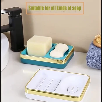 Kutija za sapun jela za kupaonicu, Držač za sapun sa 2 rešetke, Stalak za tuširanje Polica, Nosač, Kreativni kutija za pohranu bez vode - Slika 2  
