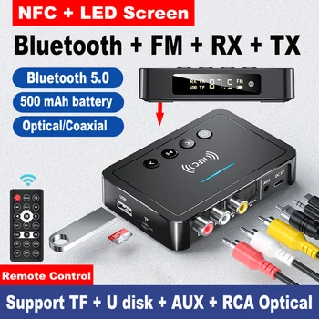 Bluetooth Prijemnik Predajnik 5,0 FM Audio Stereo AUX 3,5 mm na RCA Priključak Optički Bežični Bluetooth Adapter Daljinski Upravljač Za Tv, PC - Slika 1  