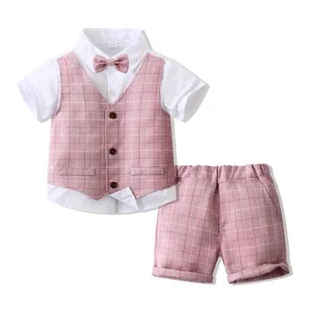 Odjeća za male dječake, dječji odijelo za dječake, ljetna odjeća za male dječake, Pink stanica, 2 komada, dječja odijela od 1 do 2 godine - Slika 1  