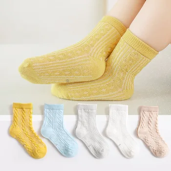 5 pari dječjih čarapa 2022 godine, proljeće-ljeto, za mlađe dječake i djevojčice, pamučne mrežaste prozračna Tanke Meke Slatka čarape, dječje čarape od 1 do 12 godina - Slika 1  