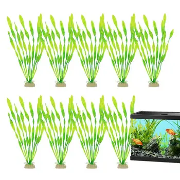 Akvarijske biljke, 10 kom., realno, Vodene biljke, Oprema za akvarij sa keramičkim osnova, Ukras za akvarij pod vodom - Slika 1  